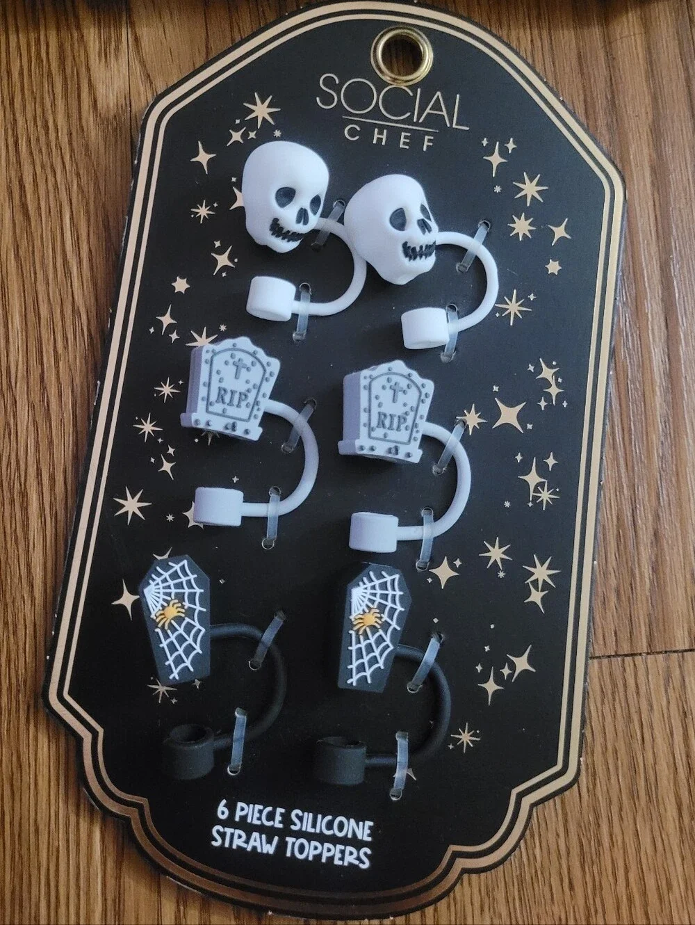 Halloween straw toppers skull gravestone coffin spiderweb tombstone goth  witchy